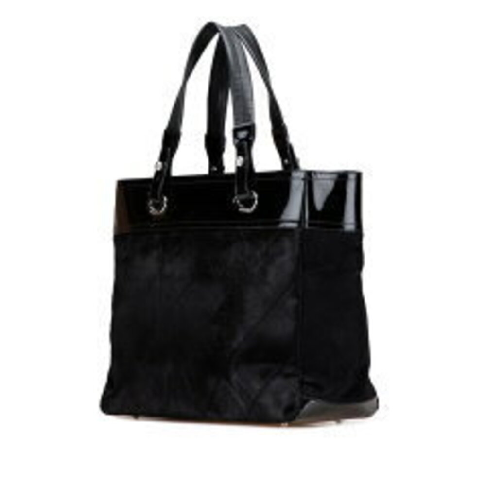 Chanel Paris Coco Leather Ponytail Black Patent Biarritz Tote Mark